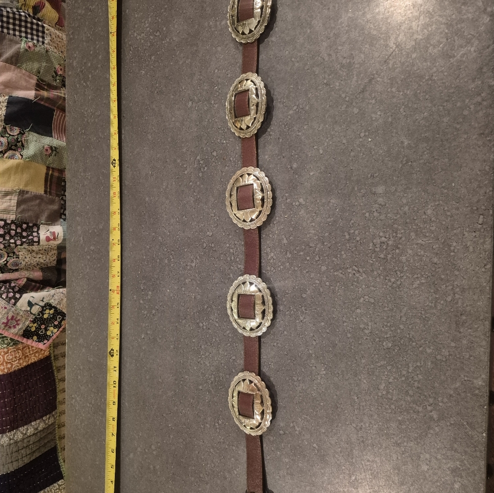 Silver and Brown  Brighton Concho Belt - Picture 7 of 9